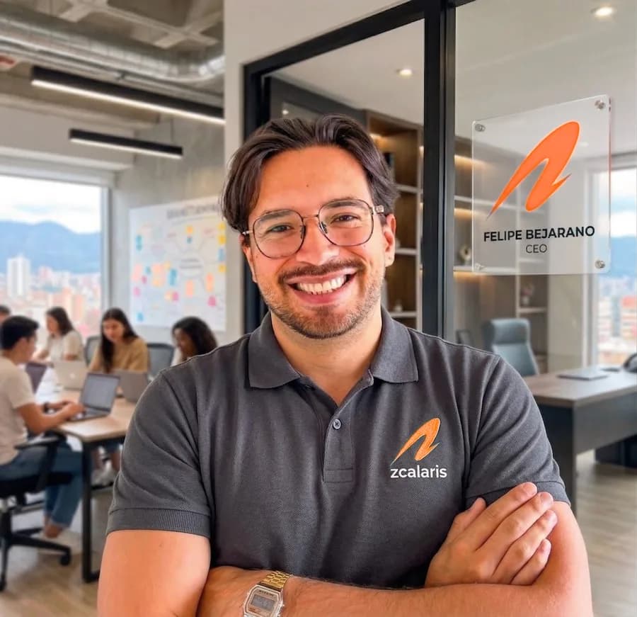 Felipe Bejarano en la oficina de Zcalaris