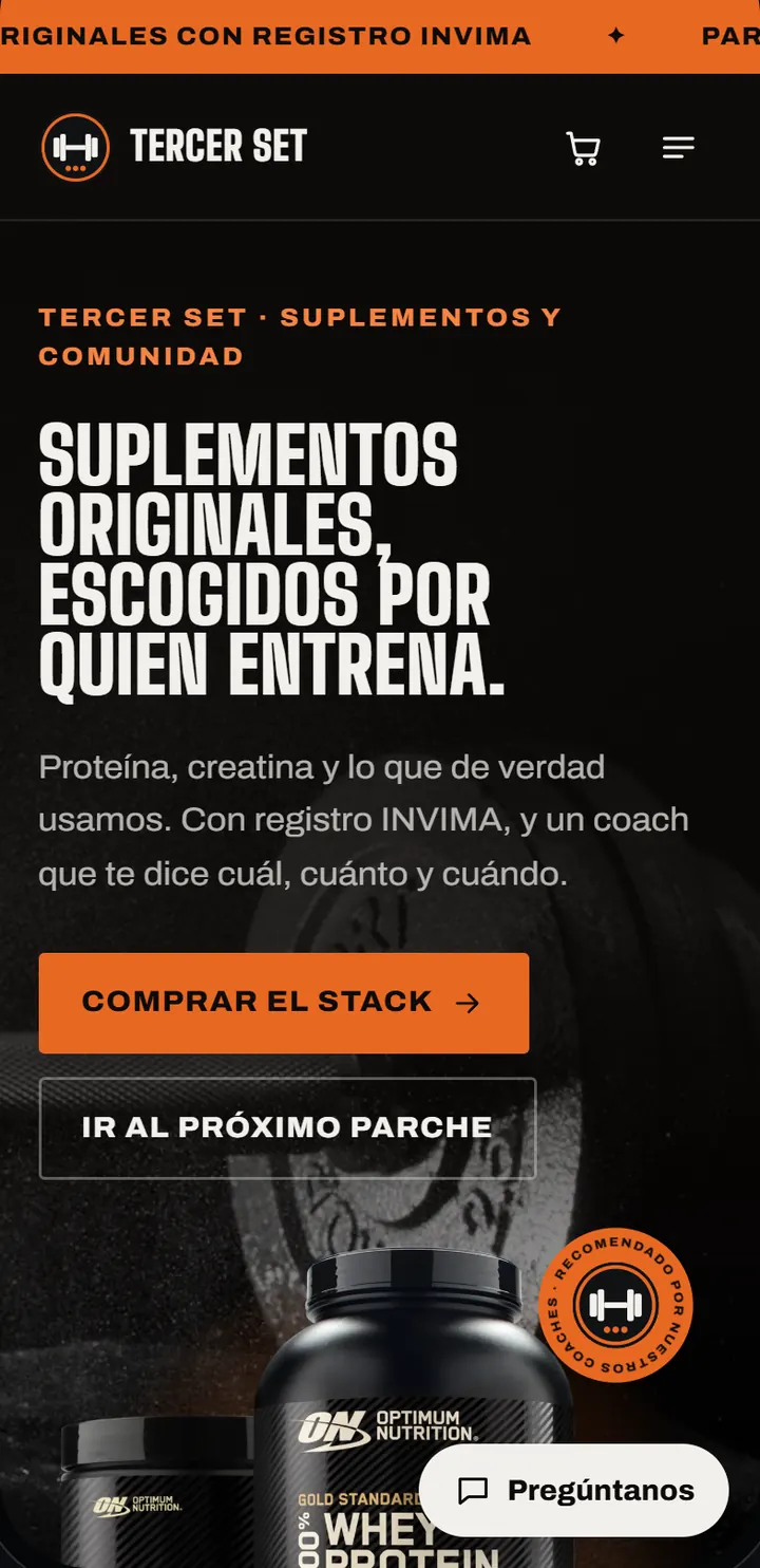 Inicio de la tienda de ejemplo en celular, estilo Calle